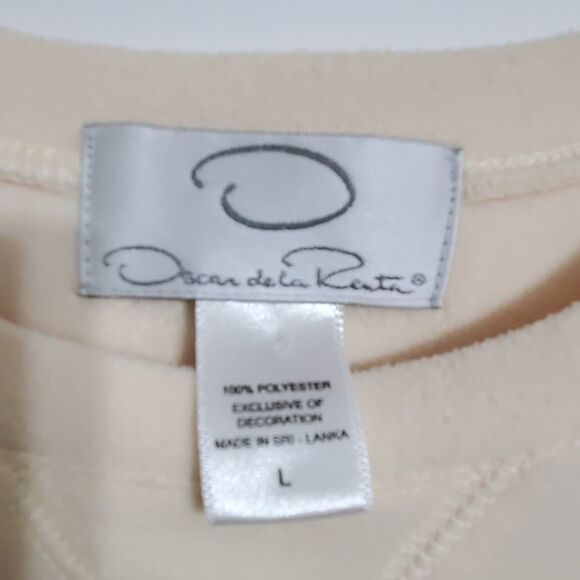 OSCAR DE LA RENTA vintage womens L creme fleece pull over sweater - Picture 2 of 3